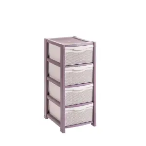 Dulap plastic depozitare, 4 sertare mov, 50 x 40 x 90 cm 