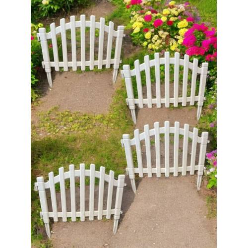 Gard decorativ din plastic pentru flori Alb, 56x40x2.5cm, 4buc/set