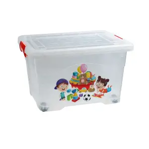 Cutie depozitare cu imprimeu si roti, 35L