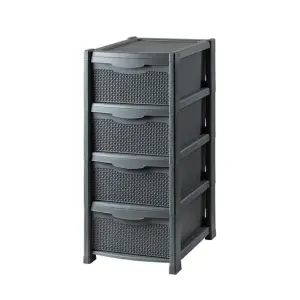 Dulap plastic depozitare, 4 sertare gri, 40 x 48 x 90 cm CRL