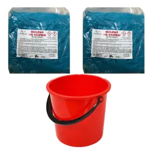 Sulfat de cupru / Piatra vanata ,pentru stropire pomi fructiferi, vita de vie si legume ,1 Kg x 2 + Galeata 10 L