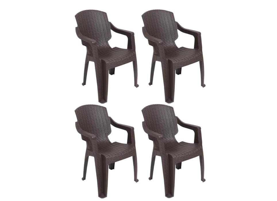 Scaun pentru gradina Ratan INFINITY, Maro, SET 4 Buc