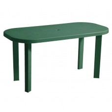Masa fixa pentru gradina, plastic, ovala, verde, 6 persoane, 140 x 70 x 70 cm