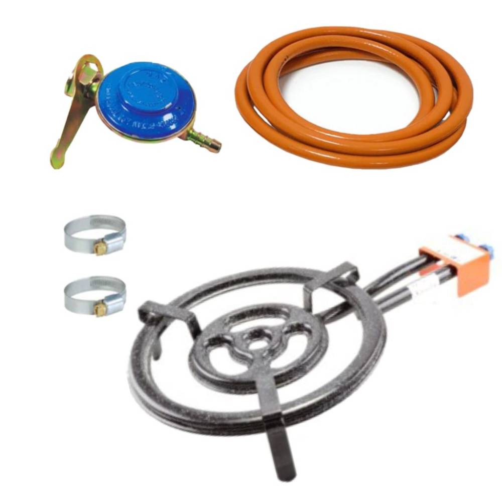 Arzator / Pirostrie gaz 3 cercuri, diametru 41 cm + furtun gaz 2m + ceas butelie + coliere furtun gaz Arzator / Pirostrie gaz 3 cercuri, diametru 41 cm + furtun gaz 2m + ceas butelie + coliere furtun gaz